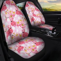 Pink Flamingo Car Seat Covers Custom Flower Car Interior Accessories