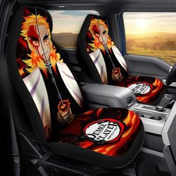 Demon Slayer Rengoku Seat Covers For Car Custom Face Anime Car Accessories