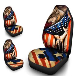 American Flag Car Seat Covers Custom Wolf Car Accessories Gifts Idea