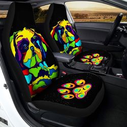 Shih Tzu Car Seat Covers Custom Abstract Dog Car Interior Accessories
