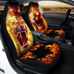 Burning Lion And Tiger Car Seat Covers Custom Cool Car Interior Accessories