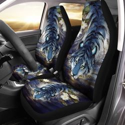 White Tiger Car Seat Covers Custom Wild Animal Car Accessories