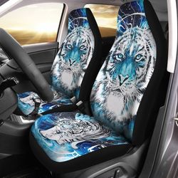 White Tiger Car Seat Covers Custom Face Wild Animal Car Accessories