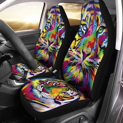 Watercolor Tiger Car Seat Covers Custom Wild Animal Car Accessories