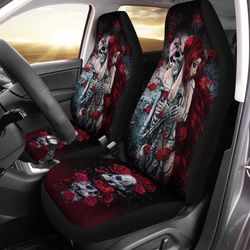 Until My Last Breath Car Seat Covers Custom Floral Girl Skull Car Accessories