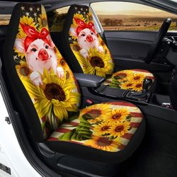 Pig Sunflower Car Seat Covers Custom Farm Animal Car Interior Accessories