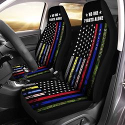 No One Fights Alone Car Seat Covers Custom American Flag Car Accessories