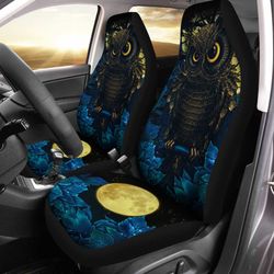 Moonlight Owl Car Seat Covers Custom Wild Animal Car Accessories