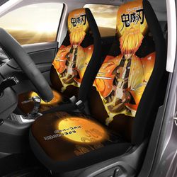 Demon Slayer Zenitsu Thunder Car Seat Covers Custom Anime Car Accessories