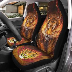 Fire Tiger Car Seat Covers Custom Tiger Car Accessories