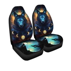 Fantasy Wolf Moon Dreamcatcher Galaxy Car Seat Covers