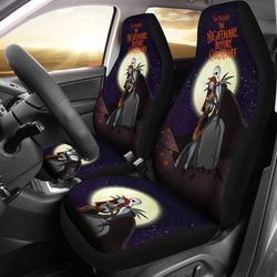 Nightmare Before Christmas Cartoon Car Seat Covers - Jack Skellington Hugging Sally On Rip Night Seat Covers