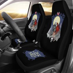 Nightmare Before Christmas Cartoon Car Seat Covers - Jack Skellington And Sally Gather Again Moonlight Seat Covers