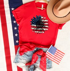 America Sunflower Shirt, America Shirt, American Flowers Shirt, Patriotic Shirt, American Shirt, 4th Of July Shirt, Inde