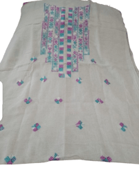 Fabric Khaddar Handmade Phulkari Embroidery Shirt unstitch