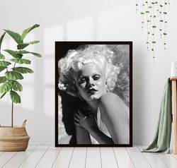Jean Harlow Black & White Old Photography Vintage American Movie Actress Fashion Cinema Monochrome Canvas Print Poster F