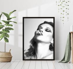 kate moss smoking black & white vintage retro photography celebrity fashion girls room wall art decor feminist poster ca