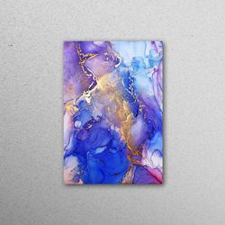 Glass Wall Art, Glass Art, Glass Printing, Blue And Purple Marble, Gold Marble Glass Wall Art, Luxury Marble Wall Art,