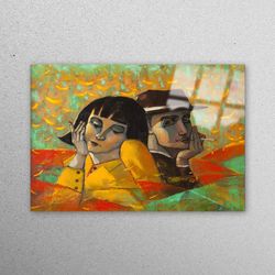 Glass Wall Art, Glass Wall Decor, Tempered Glass, Man Portrait Glass Wall, Contemporary Glass Printing, Abstract Couple