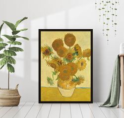 Vincent van Gogh Sunflowers Exhibition Poster Canvas Print Framed or Digital Famous Painting Artist Wall Art Living Room