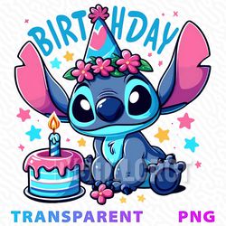 stitch birthday party with cake and hat