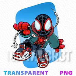 Miles Morales, Spider-Man in Red and Black Cartoon PNG