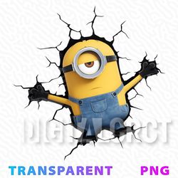 Transparent Minion Breaking Through Wall PNG