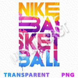 Vibrant Nike Basketball Text Art - Eye-Catching Multicolor Drip Design | Transparent PNG for Design Projects
