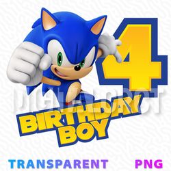 4th birthday boy sonic the hedgehog party decoration | transparent png image for birthday celebrations