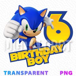 6th birthday boy sonic the hedgehog party decoration | transparent png image for birthday celebrations