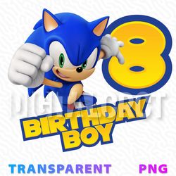 8th birthday boy sonic the hedgehog party decoration | transparent png image for birthday celebrations