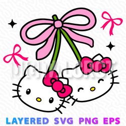 Hello Kitty Bows Clipart - Layered SVG PNG EPS for Crafts and Design