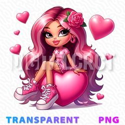 Stylish Bratz Doll with Heart-Shaped Seat, Transparent PNG