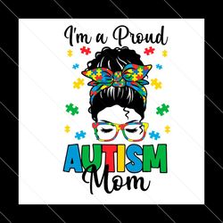 Im A Proud Autism Mom Svg, Mom Autism Awareness Svg, Mom Bandana Svg