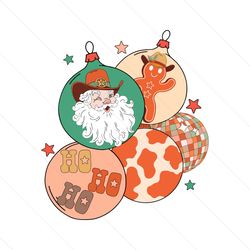 Retro Western Christmas Ornaments Santa Cowboy SVG File