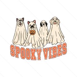 Retro Ghost Spooky Vibes Dog Lover SVG Cutting Digital File