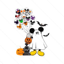 ghost mouse cartoon balloons spooky vibe png