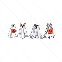 retro ghost dog spooky season svg, ghost dog halloween svg