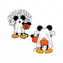 Mickey Ghost Double Halloween Svg, Retro Mickey Pumpkin Svg