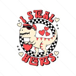 I Steal Hearts Dinosaur Holding Heart SVG