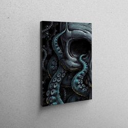 octopus wall decor, horror canvas art, animal canvas print, personalized gift, canvas art, wall decoration, large canvas