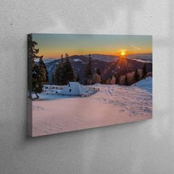 canvas, living room wall art, wall art, forest landscape printed, view canvas print, sunset landscape canvas art,