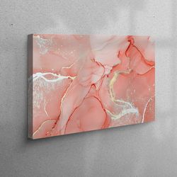 canvas, wall art, canvas art, coral and gold marble, gold canvas, shimmery art canvas, modern canvas art, marble canvas,
