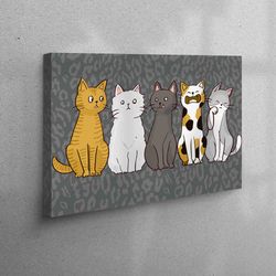 cat canvas canvas, abstract wall art, cat wall art, halloween decor, personalized teacher gift, animal artwork, abstract