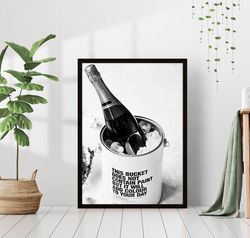 champagne bucket luxury girl retro black & white vintage pub alcohol bar print wall canvas canvas framed printed wall ar