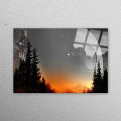Wall Decoration, Glass Wall Art, Tempered Glass, Star Wars, Forest Landscape Glass Wall Art, Death Star Tempered Glass,