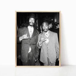 2pac Snoop Dogg Tupac Shakur Music Canvas Iconic Rappers Black and White Vintage Print Celebrity Photography Canvas Fram