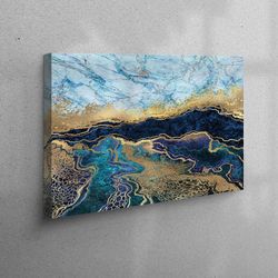 3D Canvas, Canvas, Large Canvas, Marble Canvas Canvas, Abstract Marble Wall Decor, Alcohol Ink Wall Decor, Gold Printed,