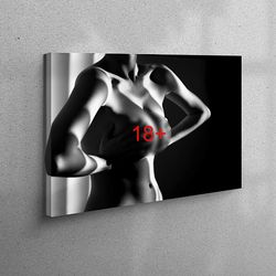 3D Wall Art, Canvas Print, Large Wall Art, Naked Woman Breast, Erotic Woman Art, Sensual Canvas Art, Bedroom Canvas Canv