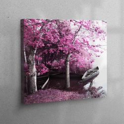 Bridesmaid Gifts, Room Decor, Abstract Wall Art, Large Wall Decor, Portugal Canvas Gift, View Wall Decor, Pink Trees Sce